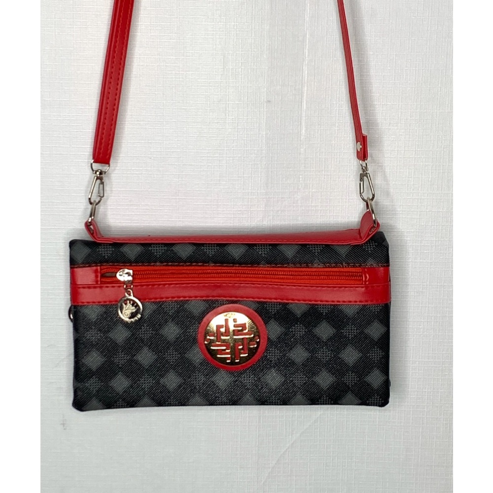 NWOT Beautiful Jingpin Black, Red and Gray crossbody Bag